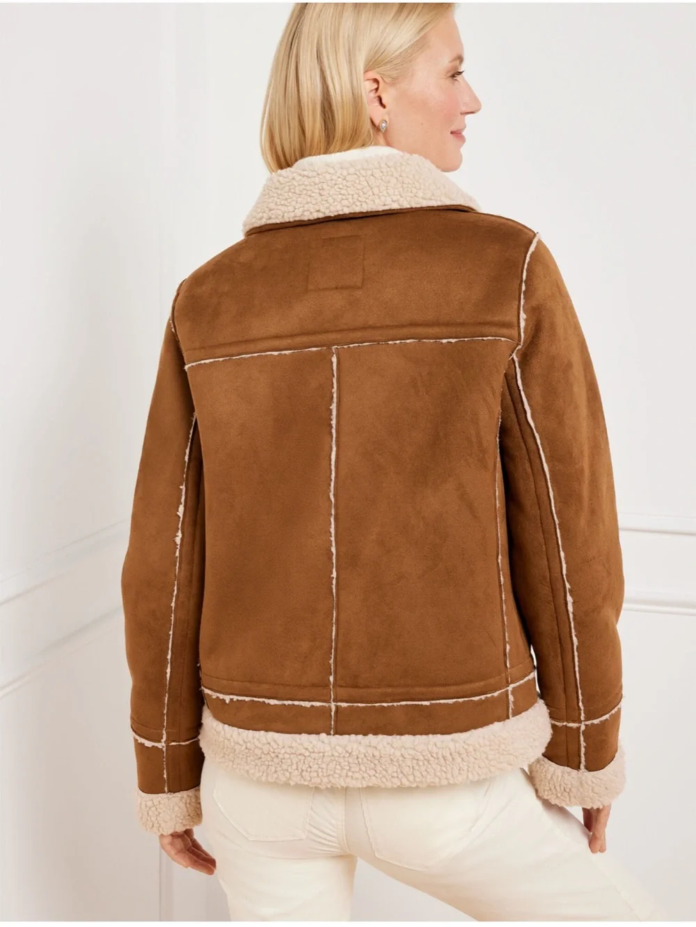 Talbots FAUX SHEARLING SHORT TEDDY COAT Plus 2X Brown Cozy Casual Chic